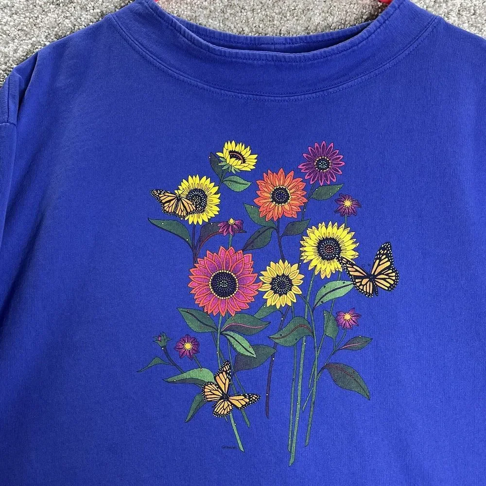 Sabaku‎ Artwear Pullover Sweater Women's Large Sunflowers Girasoles Art To Wear